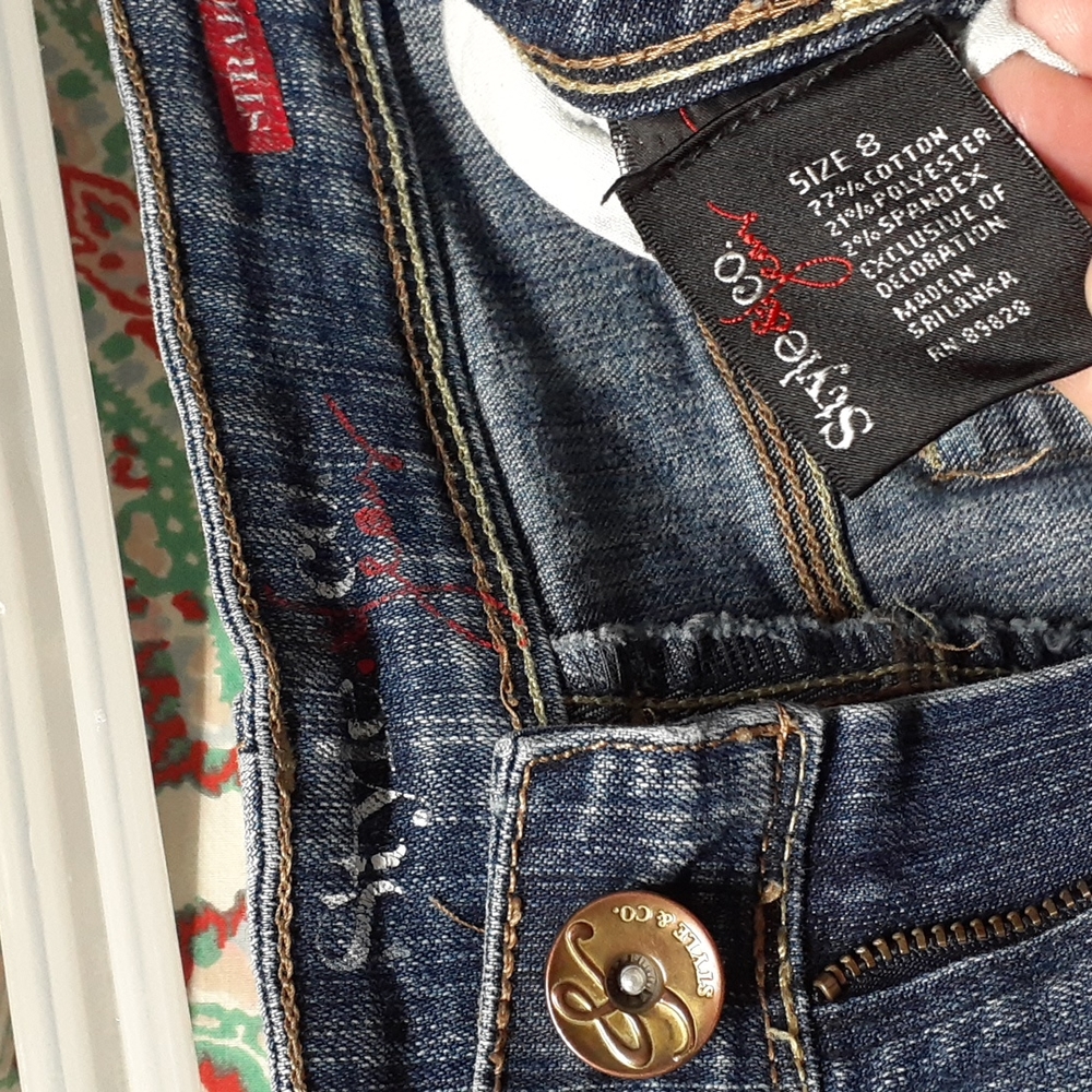 Style & Co Straight Leg Blue Jeans, Size 8 - Picture 4 of 8